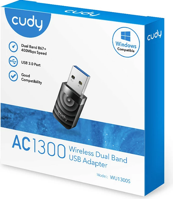 Adapter USB Cudy WU1300S, Wi-Fi 5, 867 Mbit/s, Ngjyrë e zezë