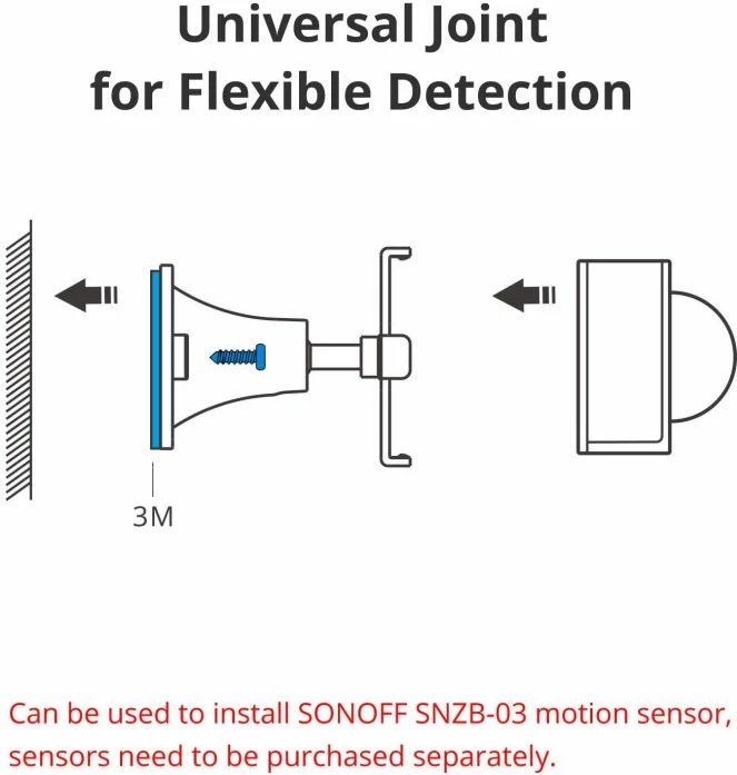 Mbajtëse muri SONOFF Motion Sensor-BASE për sensor lëvizjeje Zigbee SNZB-03, montim me vida ose shirit 3M, e bardhë