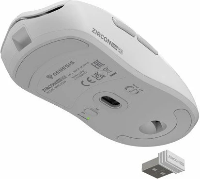 Maus GENESIS Zircon 500 G2 (NMG-2114), 10000 DPI, 6 butona, 2.4GHz/Bluetooth/USB-C, i bardhë