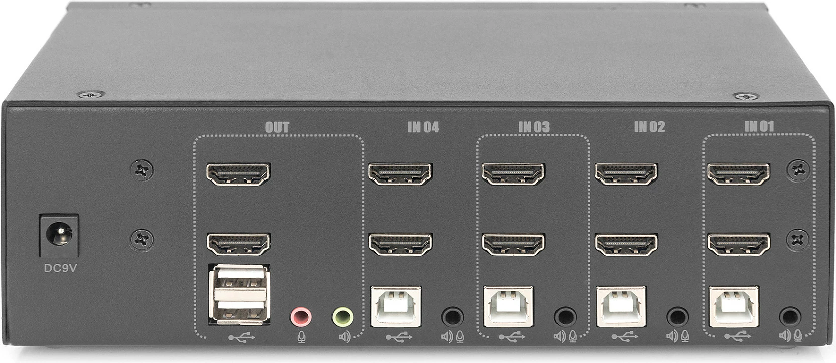 KVM Switch Digitus 4-Port, Dual Display, 4K HDMI, USB, i zi