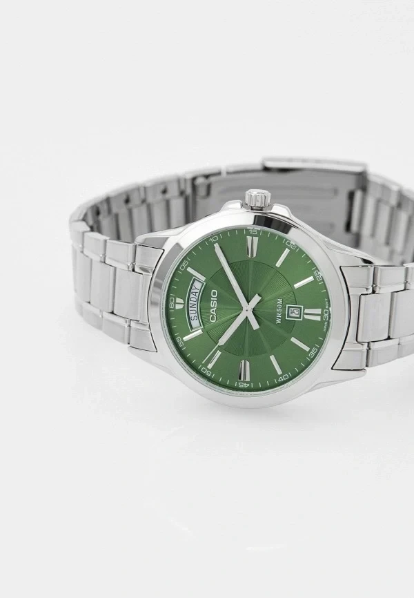 Orë dore Casio MTP-1381D-3AV, e argjendtë/gjelbër