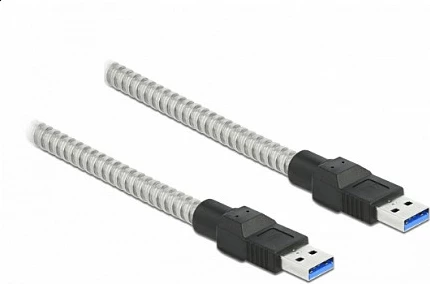 Kabllo USB DeLOCK USB 3.2 Gen 1 Type-A në Type-A, 1 m, 5 Gbit/s, metal, argjend