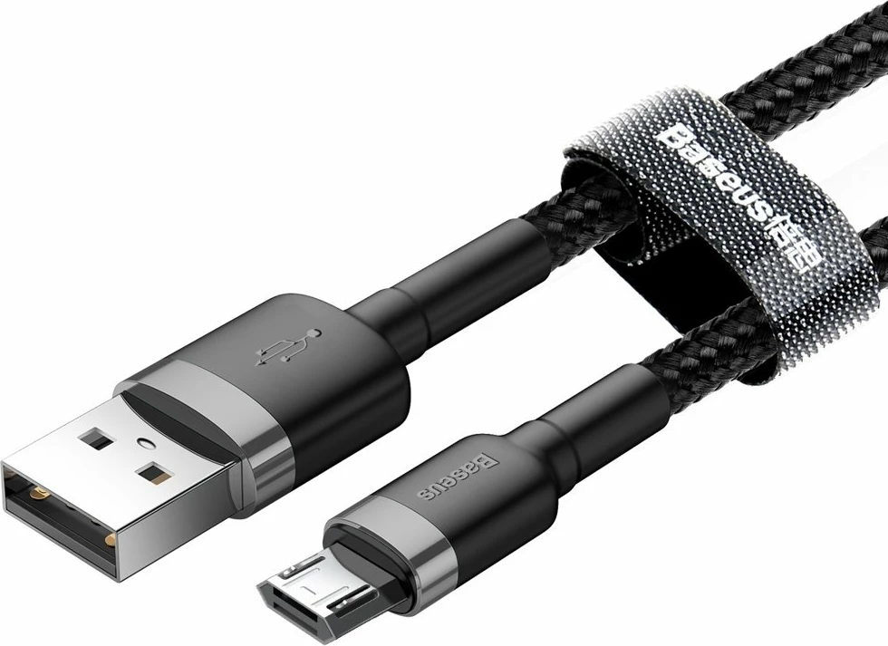 Kabllo Baseus Cafule CAMKLF-AG1, USB-A në micro USB, 0.5m, 2.4A, e zezë-gri