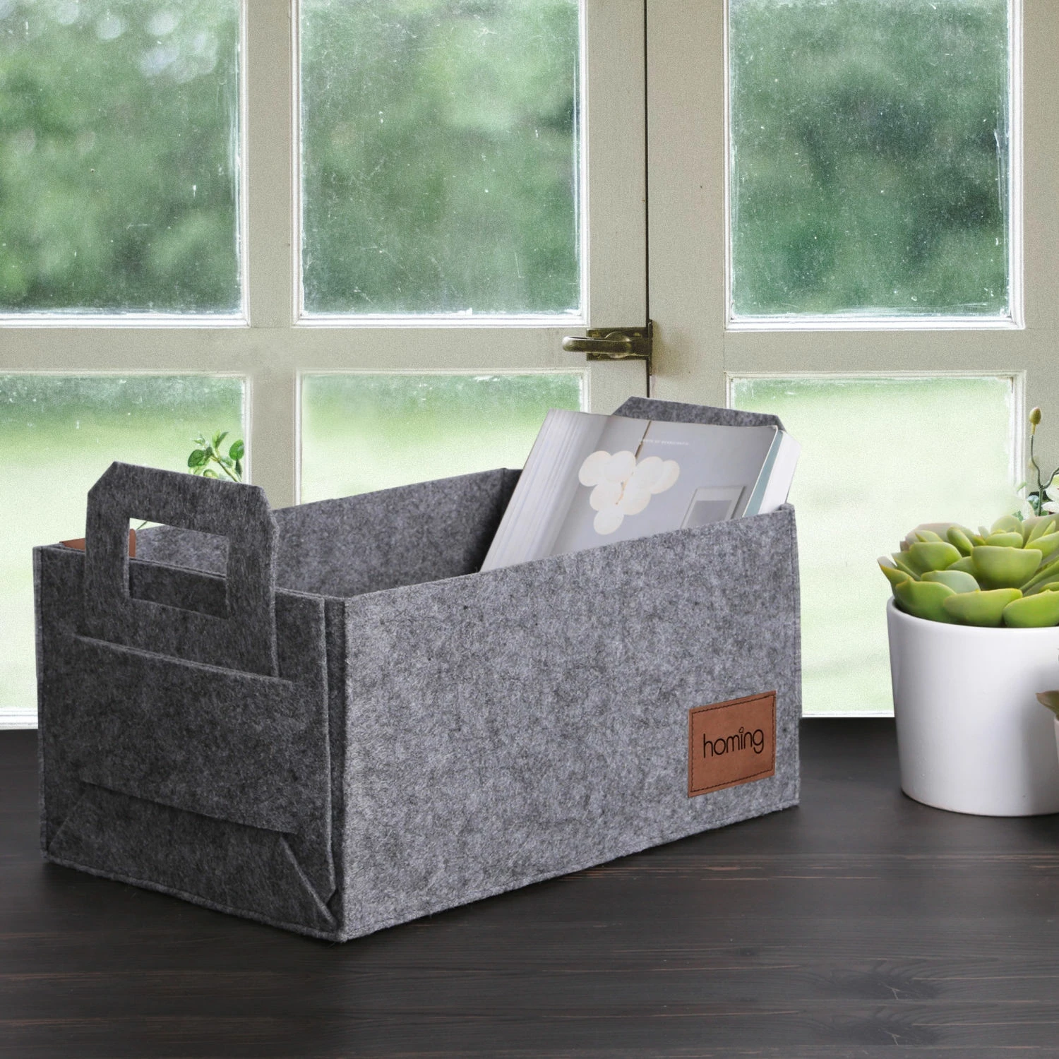 Organizues tavoline prej ndjese, ngjyrë gri, Aberto Design, HMY-6259, 30x20x15cm