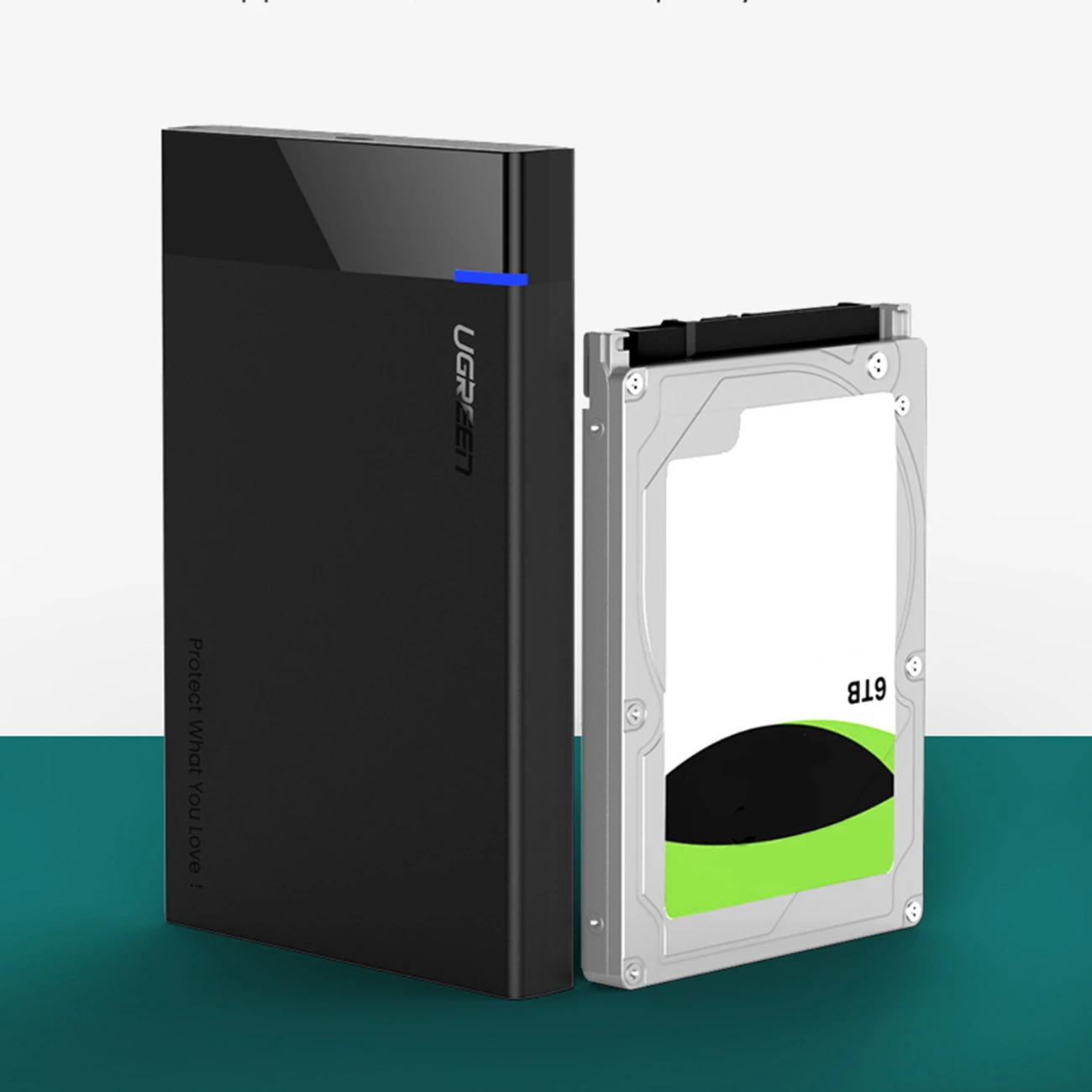 Kasë Ugreen US221 për disk SATA 2.5'' deri 6TB, USB-C 3.0, e zezë