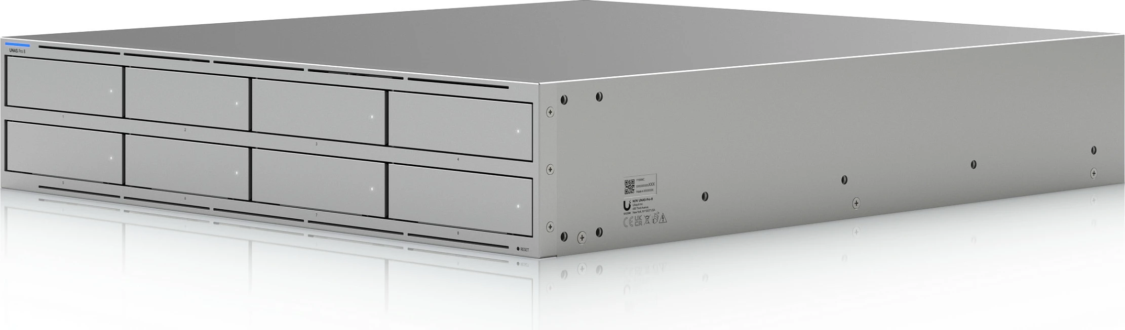 NAS Ubiquiti UNAS-Pro-8, Rack 2U, 16GB RAM, 2x SFP+, deri 10 disqe HDD/SSD, Gri