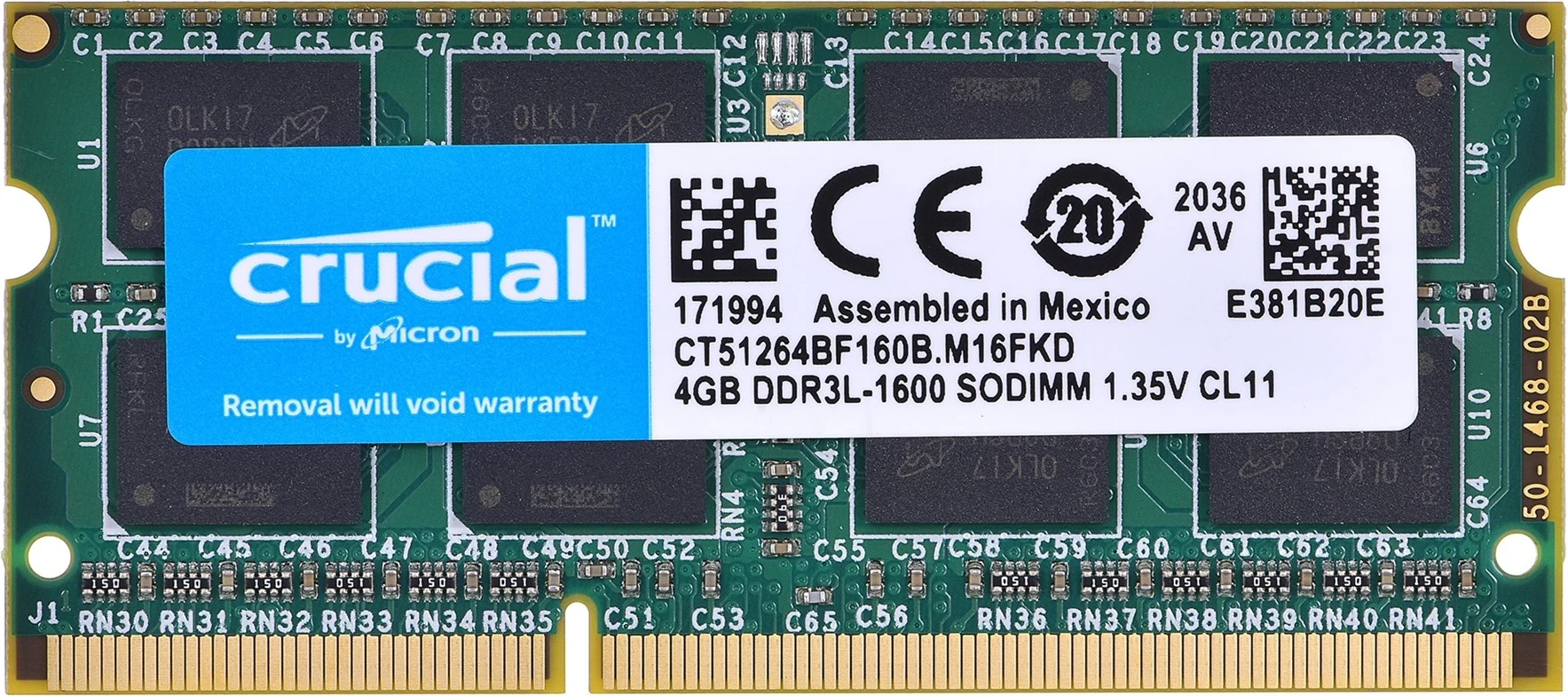 RAM memorie Crucial DDR3, 4GB, 1600MHz