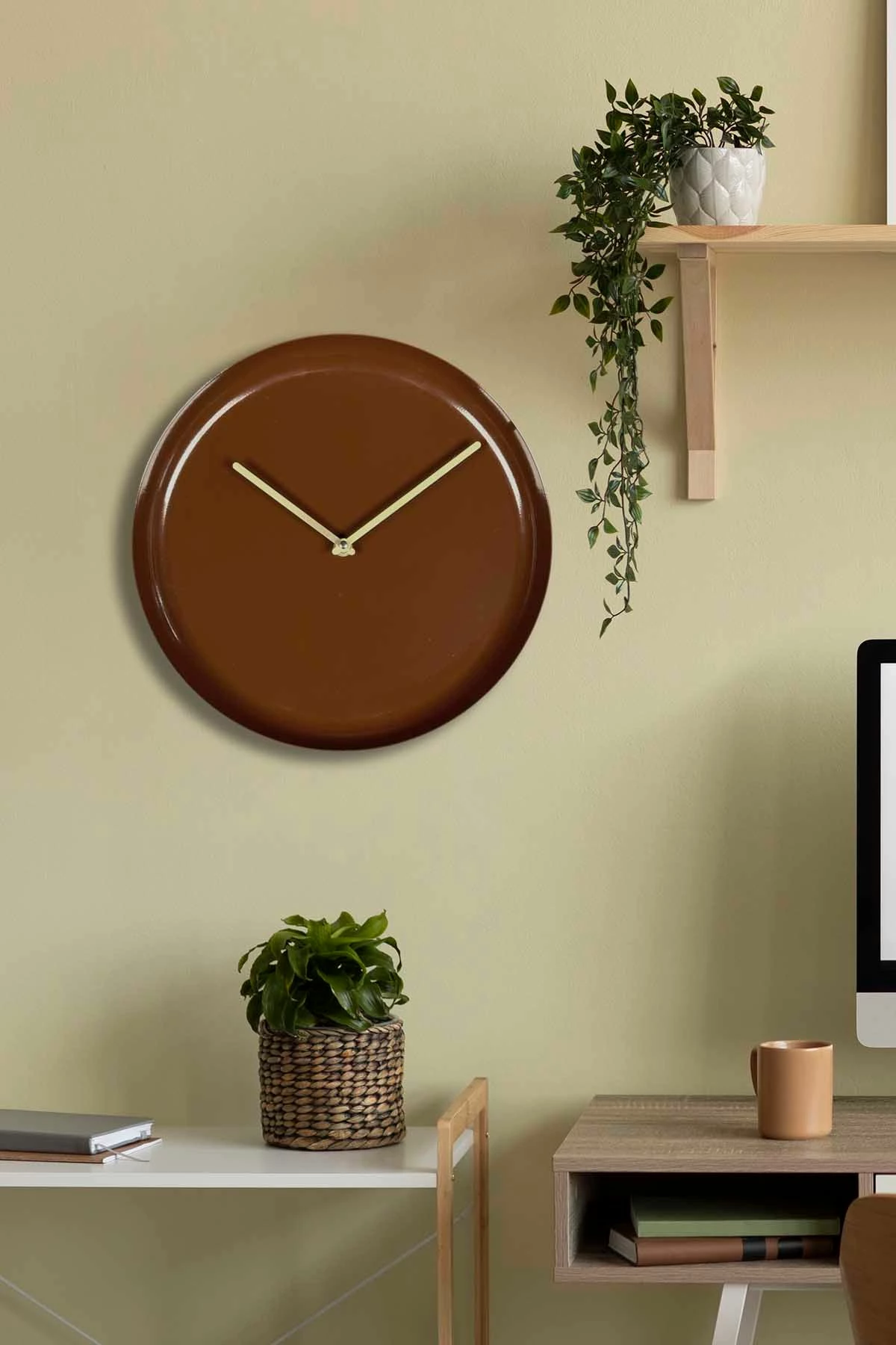 Orë muri dekorative metalike Wallity, ngjyrë kafe, 30cm