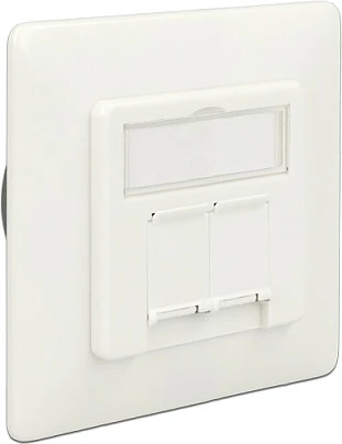 Prizë muri rrjeti DeLOCK, 2x RJ45 Cat.6A LSA, nën suva, e bardhë