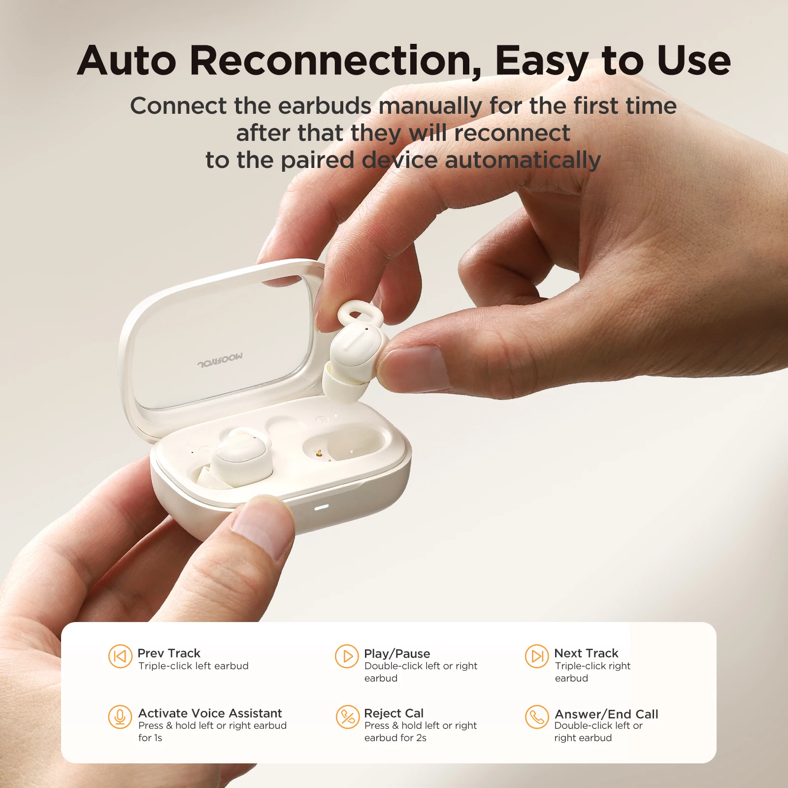 Kufje TWS Joyroom JR-TS1 Cozydots Series, Bluetooth 5.3, anulim zhurme, të bardha