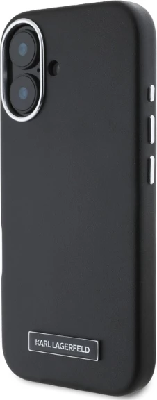 Mbështjellës Karl Lagerfeld FW Metal Plate MagSafe për iPhone 16, i zi