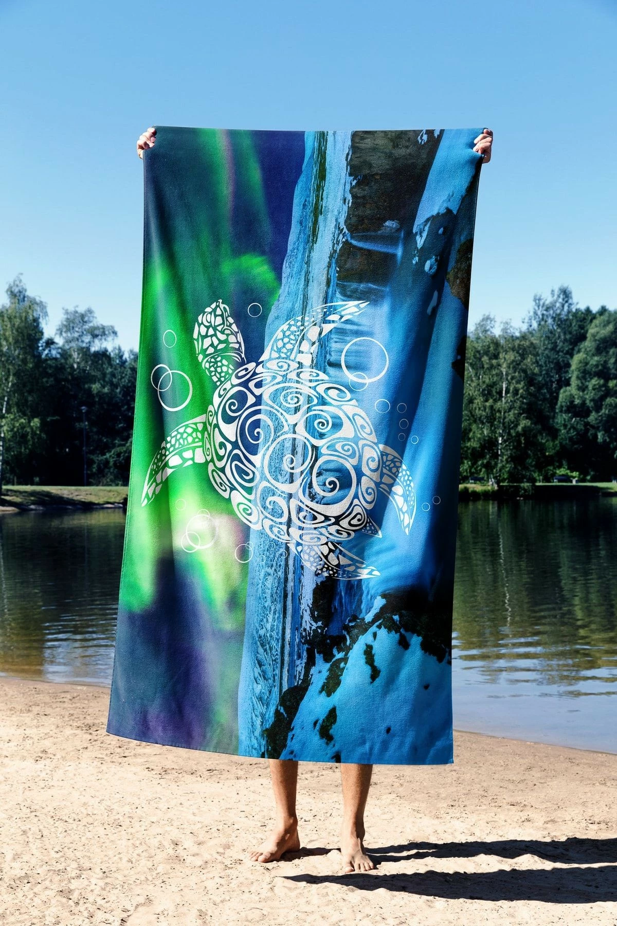 Peshqir plazhi Mijolnir, breshkë blu, 90x150cm