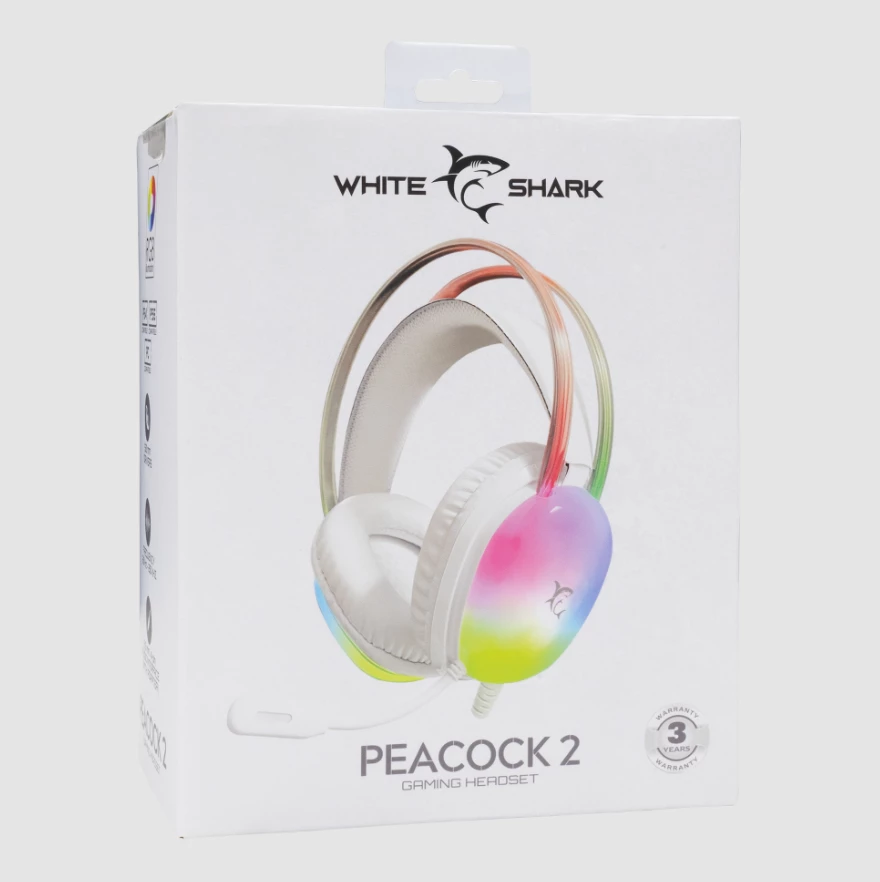 Kufje Gaming White Shark GH-2444 PEACOCK-2, të bardha
