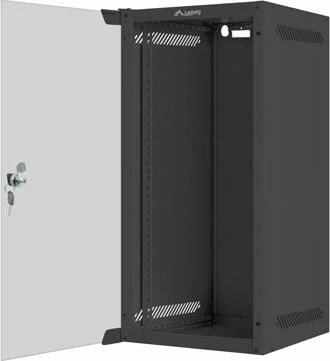Kabinet rrjeti mural Lanberg WF10-2312-10B 10\" 12U, 20 kg, derë xhami, IP20, e zezë