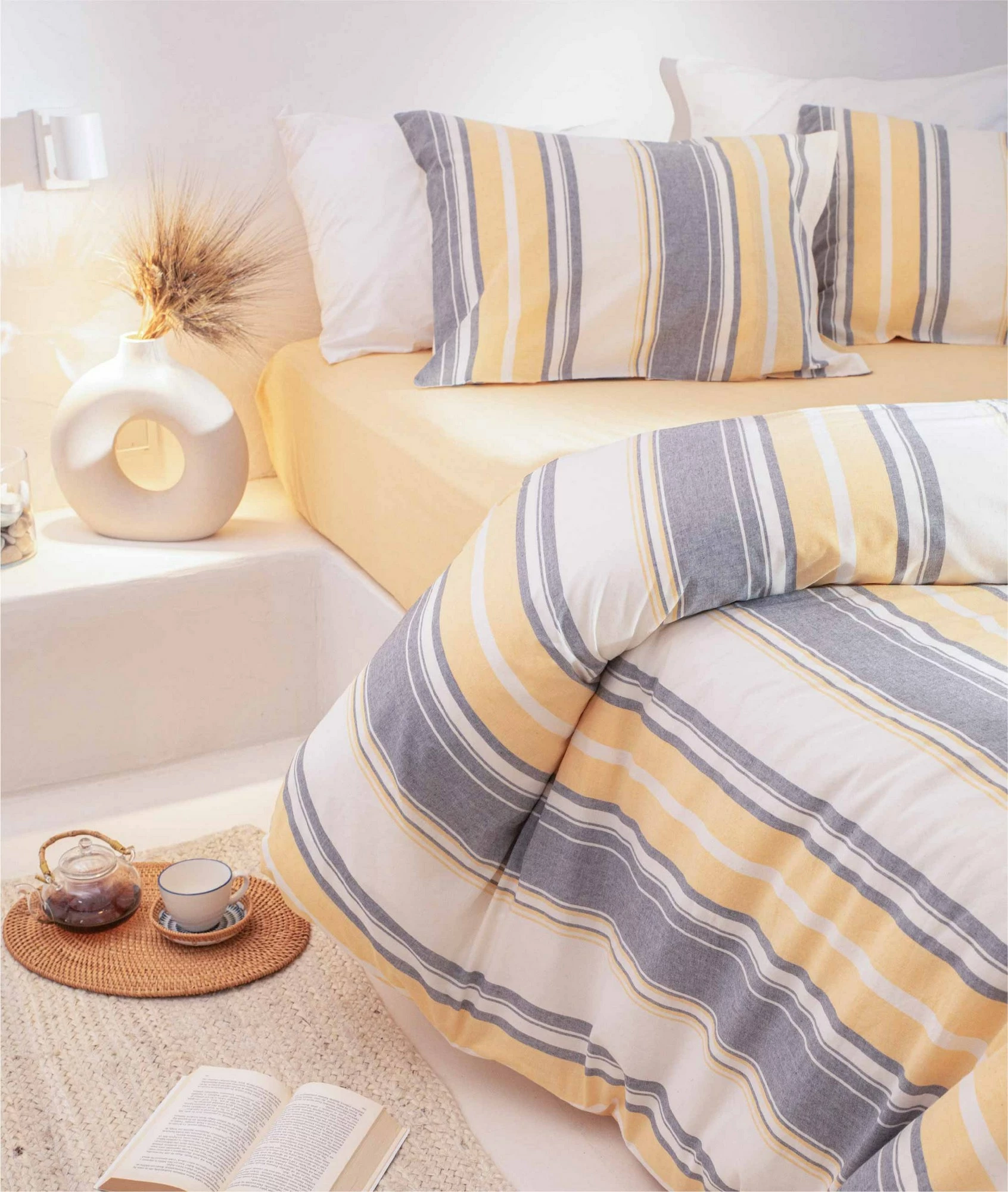 Set mbulesë për jorgan dopio, L'essentiel, Viento, ngjyrë e verdhë