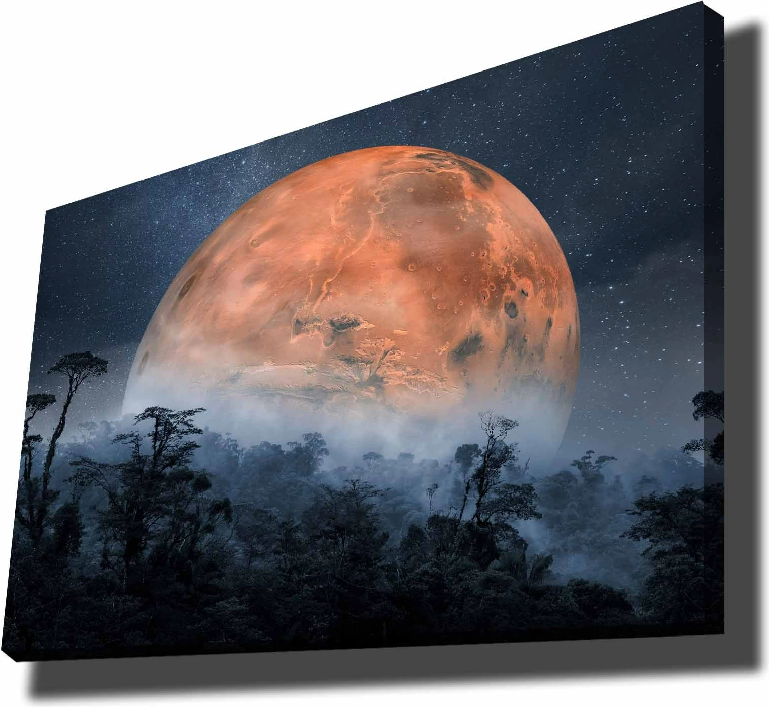 Pikturë dekorative në kanavacë, ngjyra portokalli, kaltër e errët, e zezë, 70x100cm