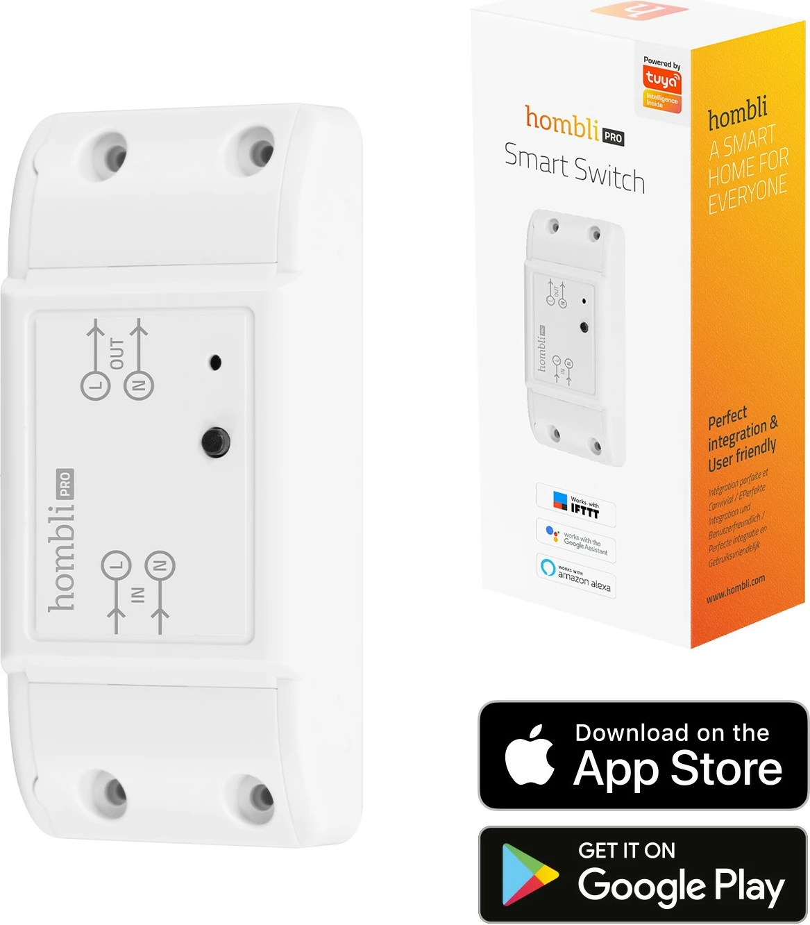 Smart switch Hombli, 2P, Wireless, Plastikë, Bardhë