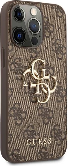 Mbështjellës Guess 4G Big Metal Logo për iPhone 13 Pro Max, Kafe