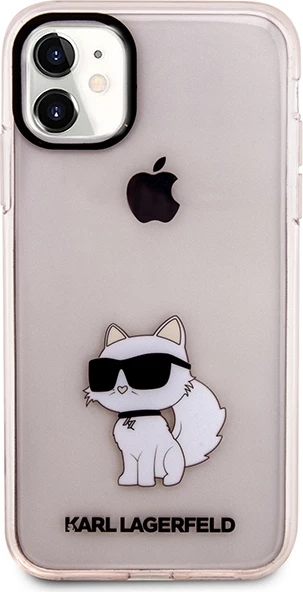 Mbështjellës Karl Lagerfeld KLHCN61HNCHTCP për iPhone 11/XR 6.1", i fortë, Choupette, rozë