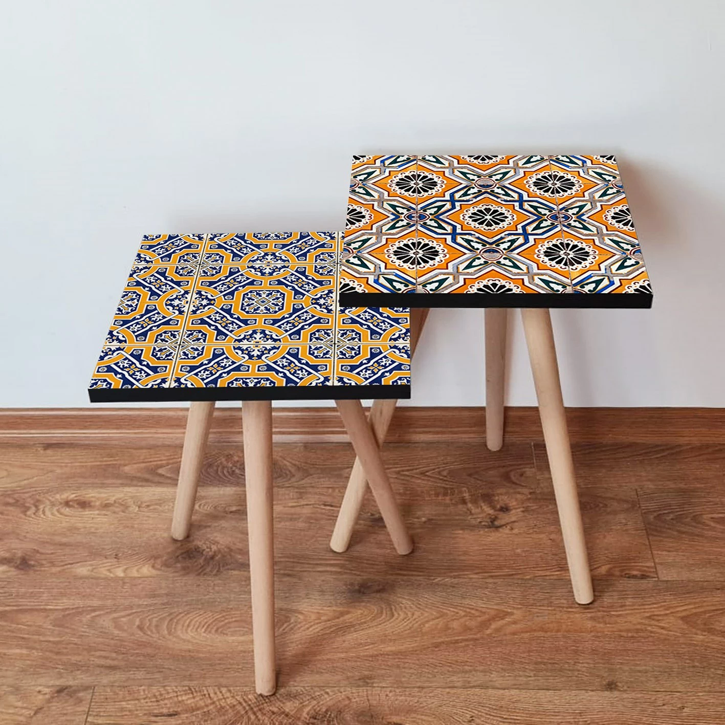 Tavolina ndihmëse të vendosshme, 2 copë, Skye Decor, blu e errët
