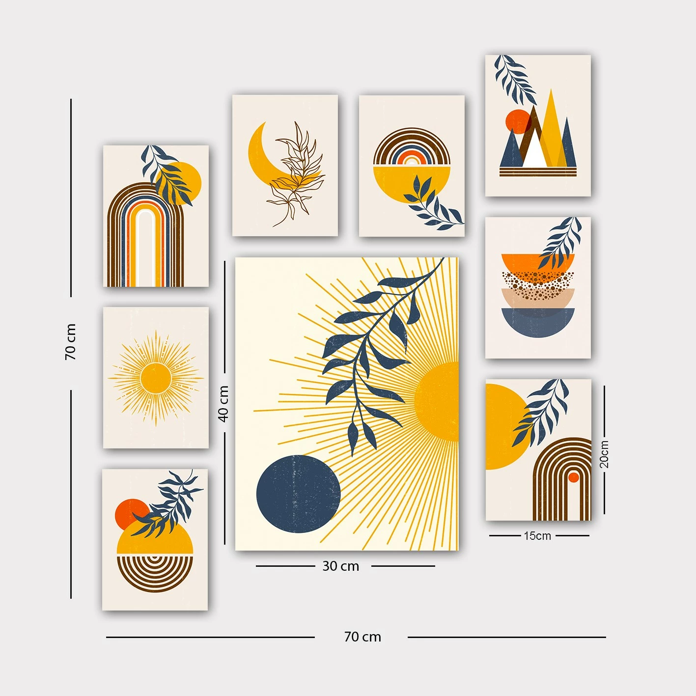 Piktura dekorative MDF (9 copë), Wallity, 9MDF03YS