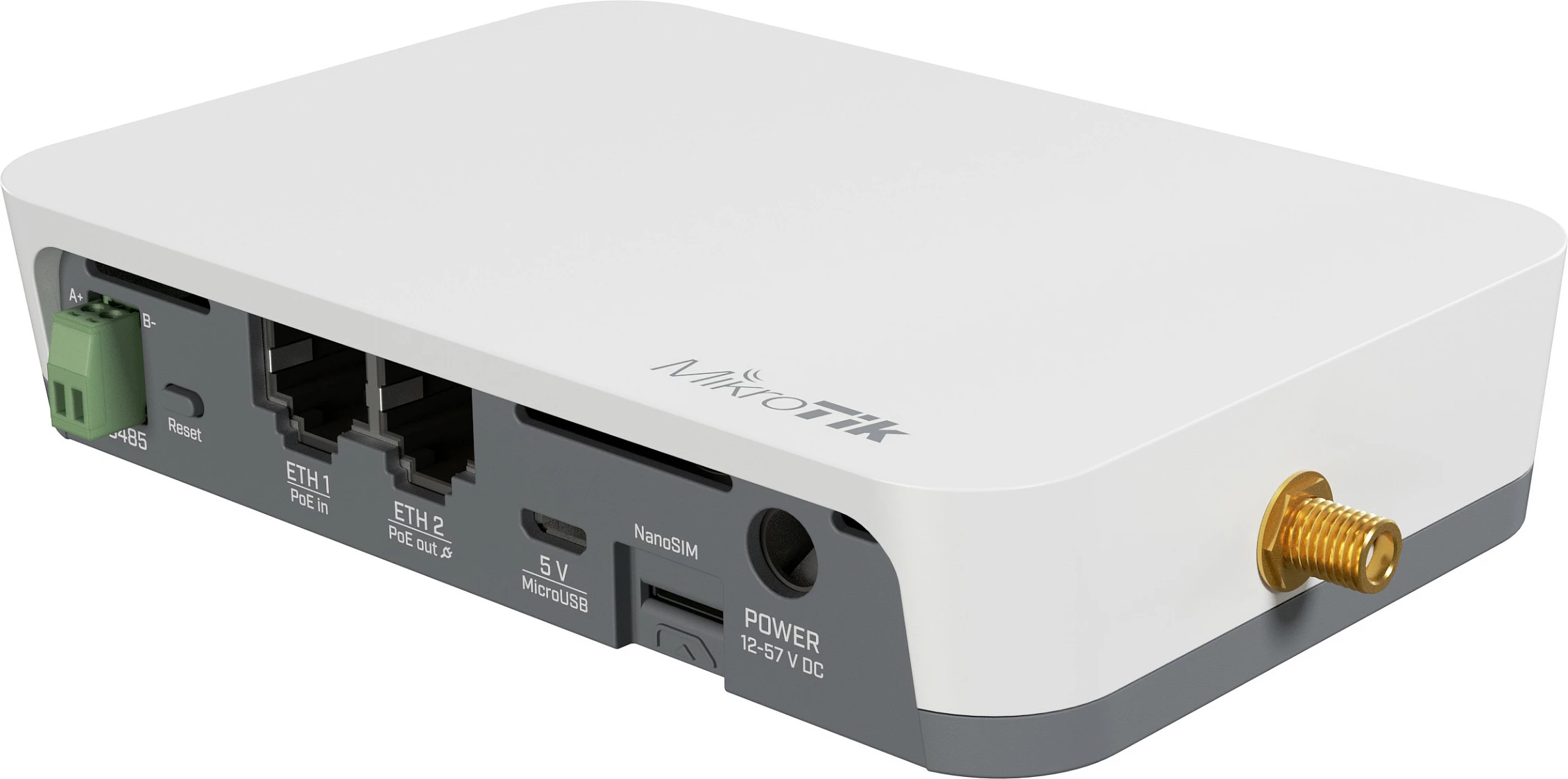 Gateway IoT MikroTik KNOT LR8G RB924iR-2nD-BT5, Wi‑Fi 2.4GHz, Bluetooth 5.2, 2x LAN, NanoSIM, PoE, i bardhë