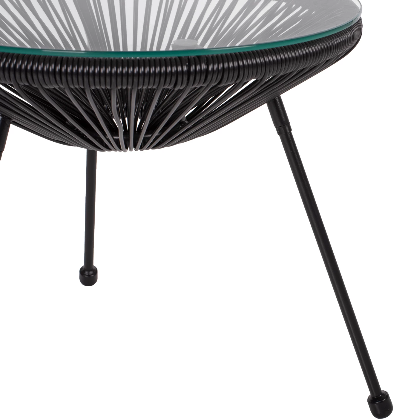 Tavolinë anësore profesionale Allegra, metal i zi dhe ratan i zi, FH5874.01, D47x45Hcm