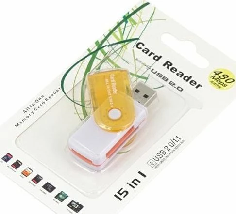 Lexues kartelash memorie Aptel AK262 USB 2.0 deri 60 MB/s, bardhë-verdhë