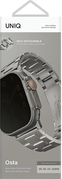 Rrip çeliku inox për Apple Watch UNIQ Osta, 42/44/45/49mm, Argjend