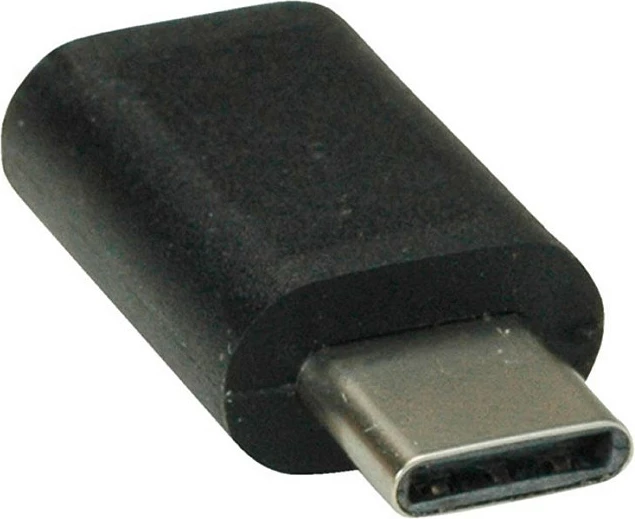 Adapter USB 2.0 VALUE C-MICROB ST/BU, USB-C mashkull në Micro USB-B femër, Plug and Play, i zi