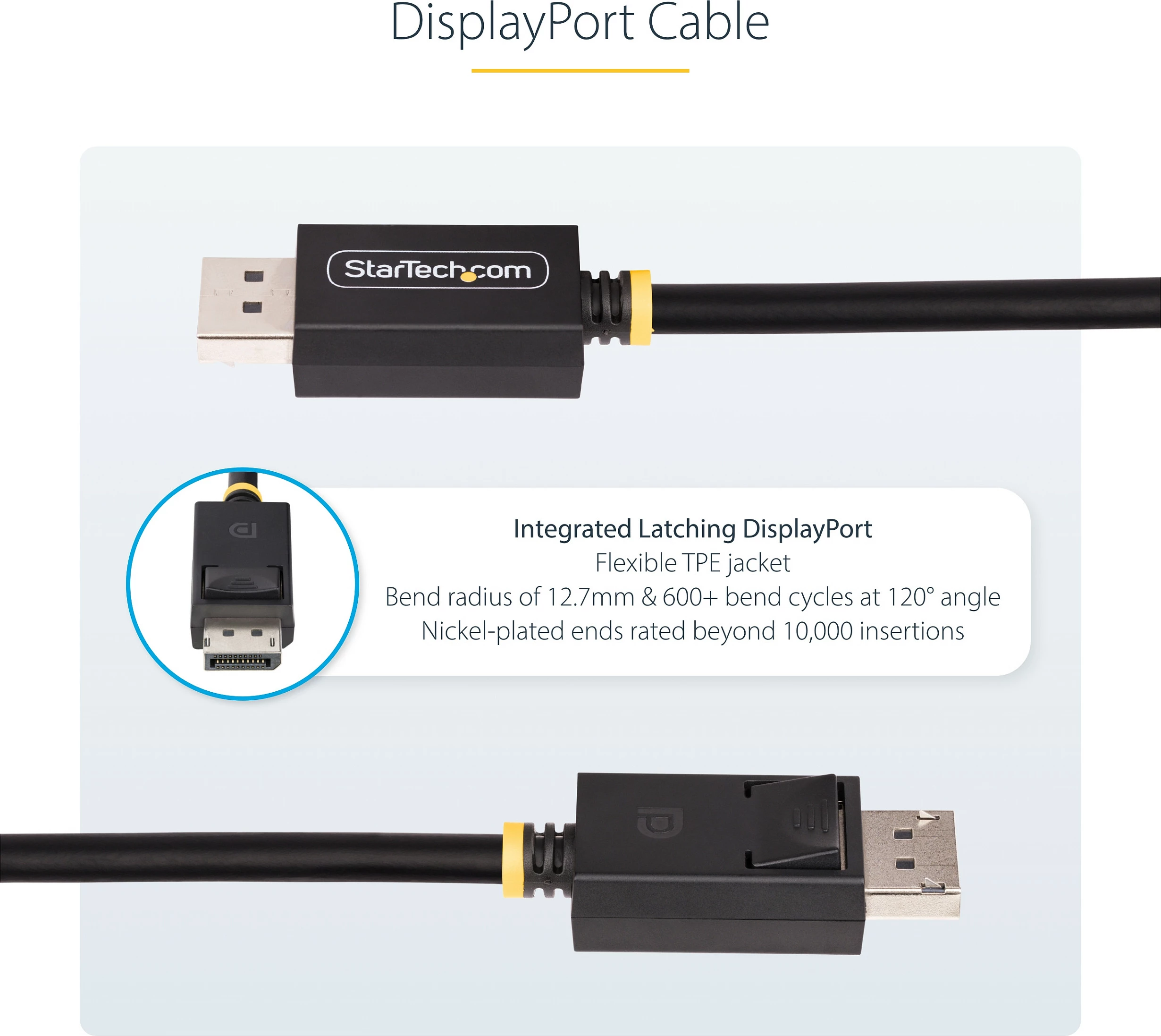 Kabllo DisplayPort StarTech DP 2.1, 2 m, 40Gbps, 8K 144Hz, e zezë
