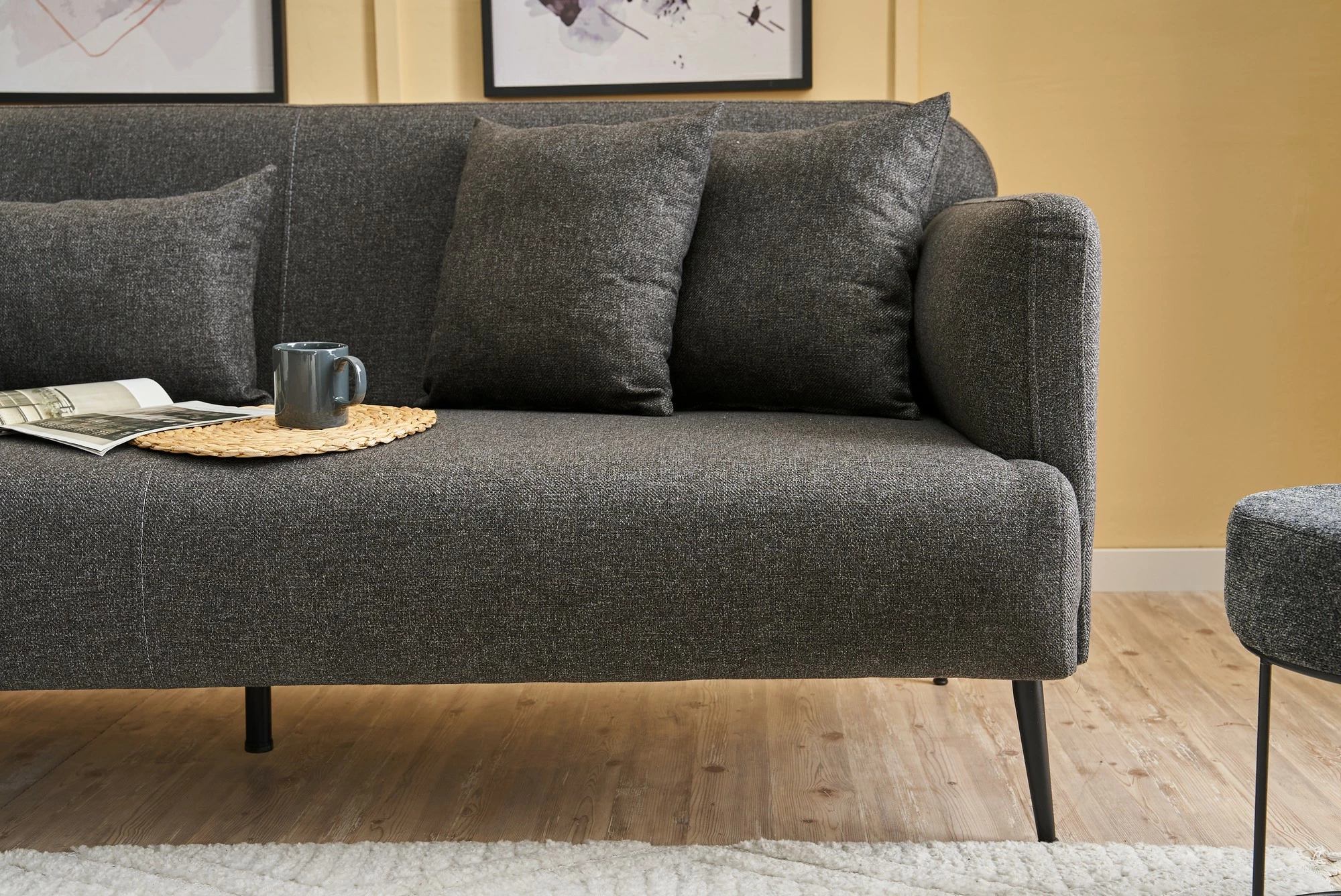 Divan treshe Atelier del Sofa, Revos, ngjyrë antracit