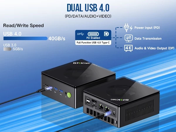 Mini kompjuter GMKtec K8 Plus Ryzen 7 8845HS 32GB RAM 1TB SSD Windows 11 Pro, i zi
