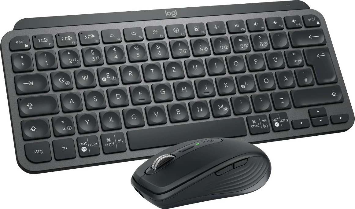 Tastierë dhe maus Logitech MX Keys Mini Combo për biznes, pa kabllo, RF Wireless + Bluetooth, QWERTZ, grafit