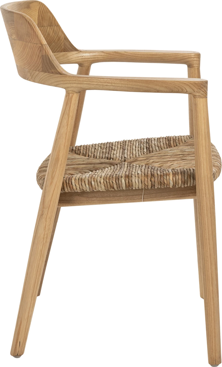 Karrige me krahë KINGSLEY, dru SUNGKAI dhe kashtë, ngjyrë natyrale, 57.5x54x80H cm