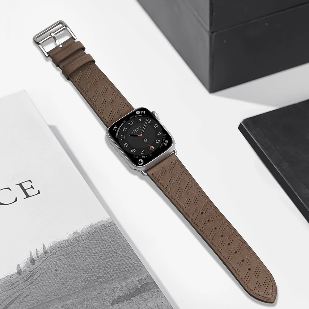 Rrip lëkure për Apple Watch Hurtel Strap Leather, 41/40/38mm, Kafe e errët