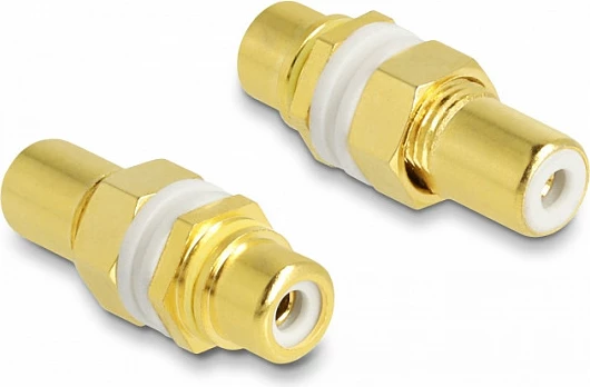Adapter audio RCA DeLOCK female-female, 2x RCA, gold-plated, 2 copë, ari/bardhë