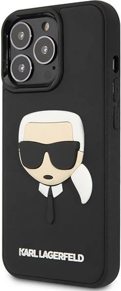 Mbështjellës, Karl Lagerfeld, KLHCP14LKH3DBK, për iPhone 14 Pro 6.1", hardcase TPU/PC me 3D Rubber Karl’s Head, ngjyrë e zezë