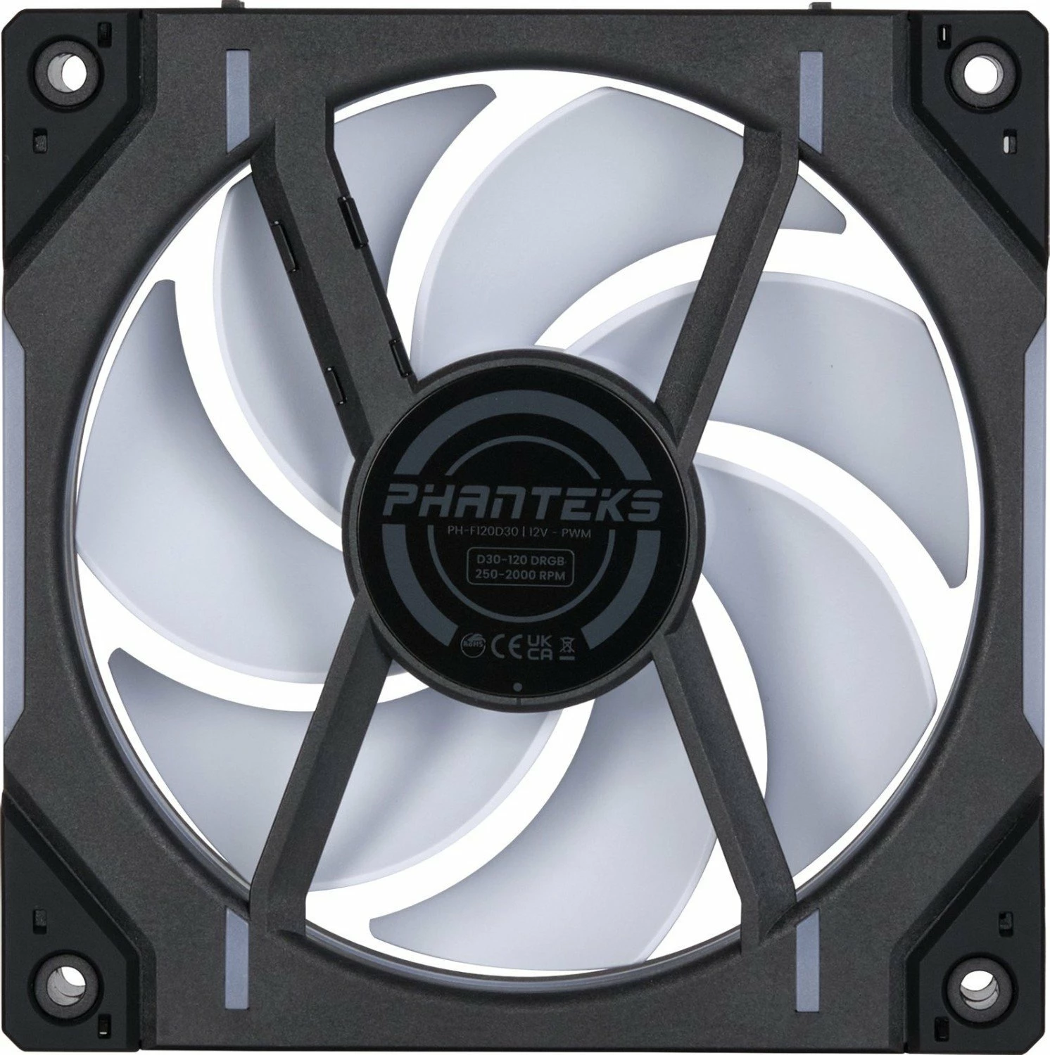 Set ventilatorë PC Phanteks D30-120 PH-F120D30_DRGB_PWM_BK01, 120mm, PWM, D-RGB, 3 copë, e zezë