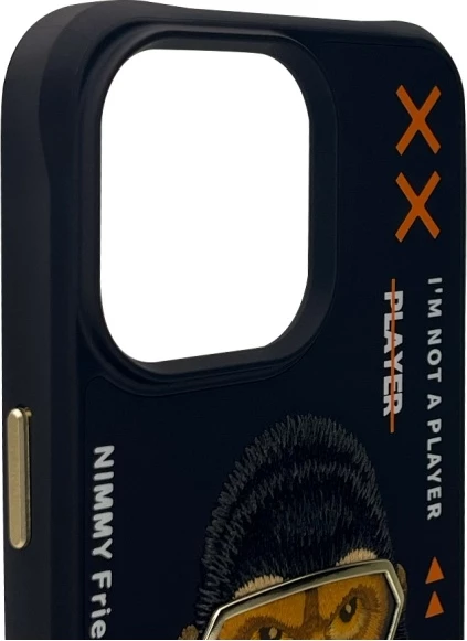 Mbështjellës Nimmy Cool&Cute 2.0 Monkey për iPhone 15 Pro 6.1\", hardcase TPU/PC, i zi