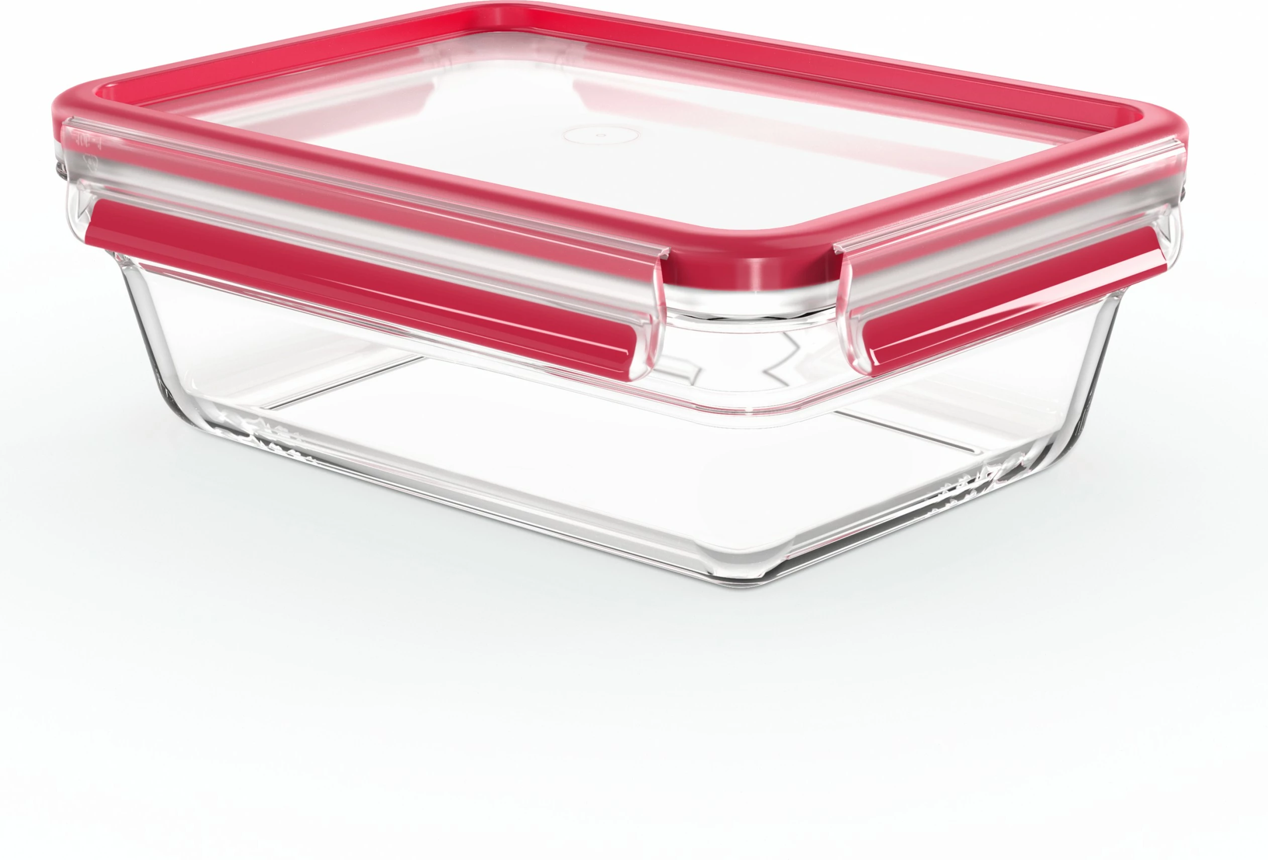 Enë ushqimi Emsa Clip & Close N10410, 1.3L, xham, kapak i kuq