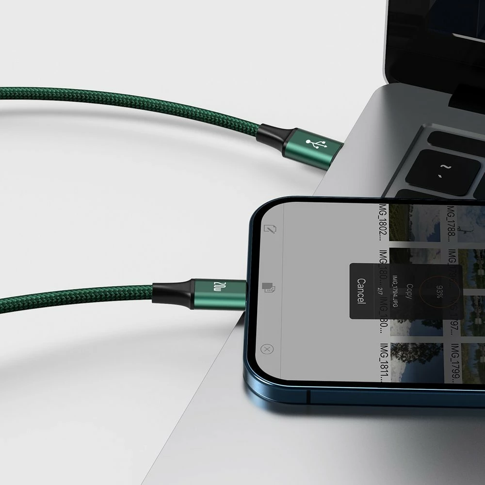 Kabllo 3-në-1 Baseus Rapid Series CAMLT-SC06, 1.5m, 20W, USB-C/Lightning/micro USB, e gjelbër