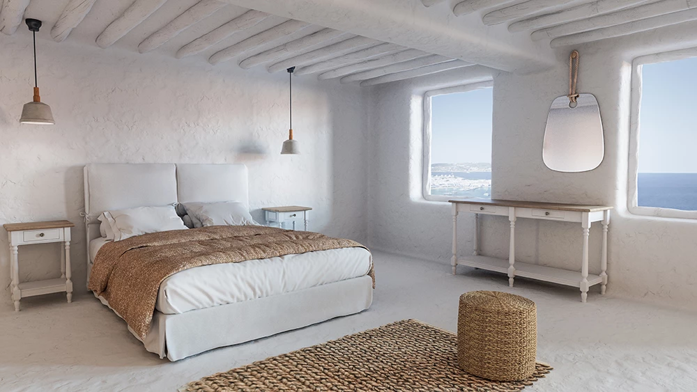 Komodinë anës krevati History, e bardhë-natyrale, 46x37x67