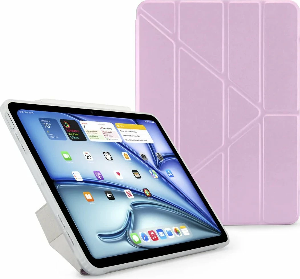 Mbështjellës për tablet Pipetto Origami No1, 5-në-1 stand, auto sleep/wake, për iPad Air 11 (2024) / iPad Air 10.9 (2022/2020), vjollcë metalike
