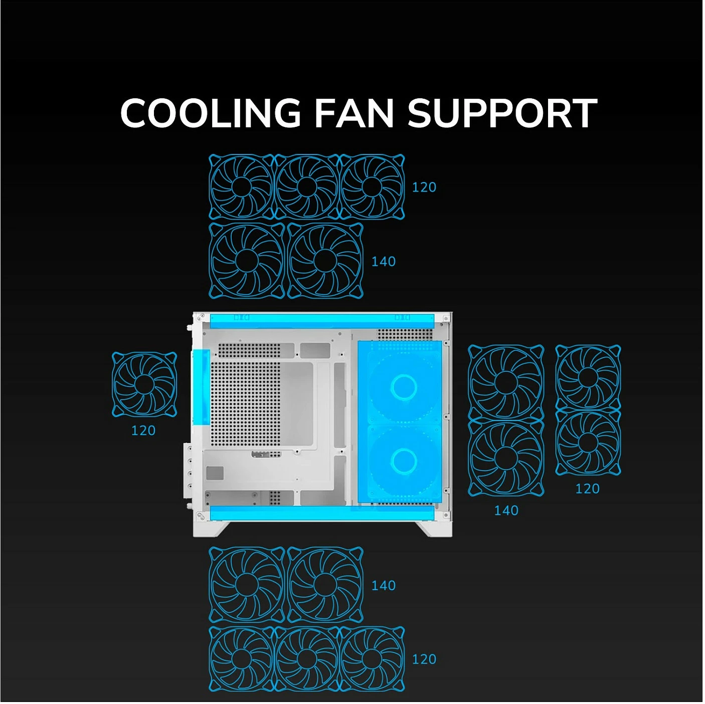 Kasë Cougar FV150 ARGB Mini Tower, micro-ATX/Mini-ITX, xham i temperuar, e bardhë