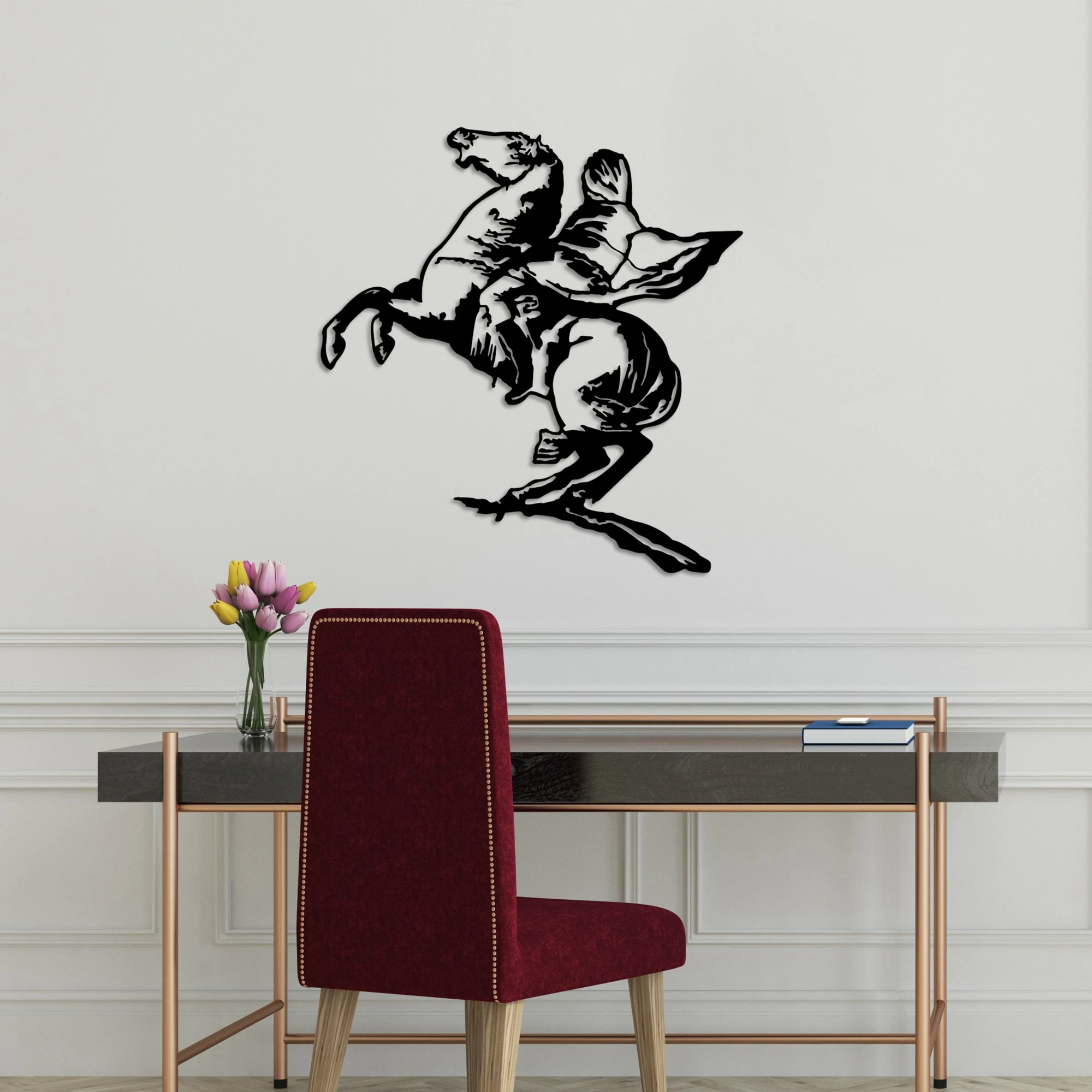 Aksesor dekorativ metalik për mur, Wallity, Banksy 10, ngjyrë e zezë