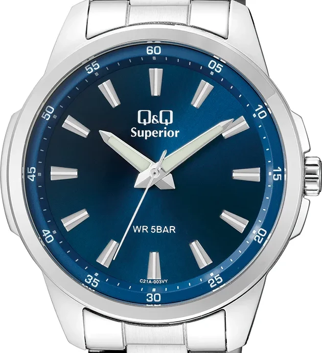 Orë dore Q&Q C21A-003VY, e argjendtë/kaltër