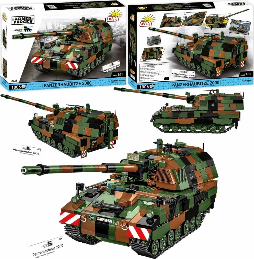 Set blloqesh ndërtimi Cobi Armed Forces Panzerhaubitze 2000 2628, 1006 copë, 1:35, kamuflazh
