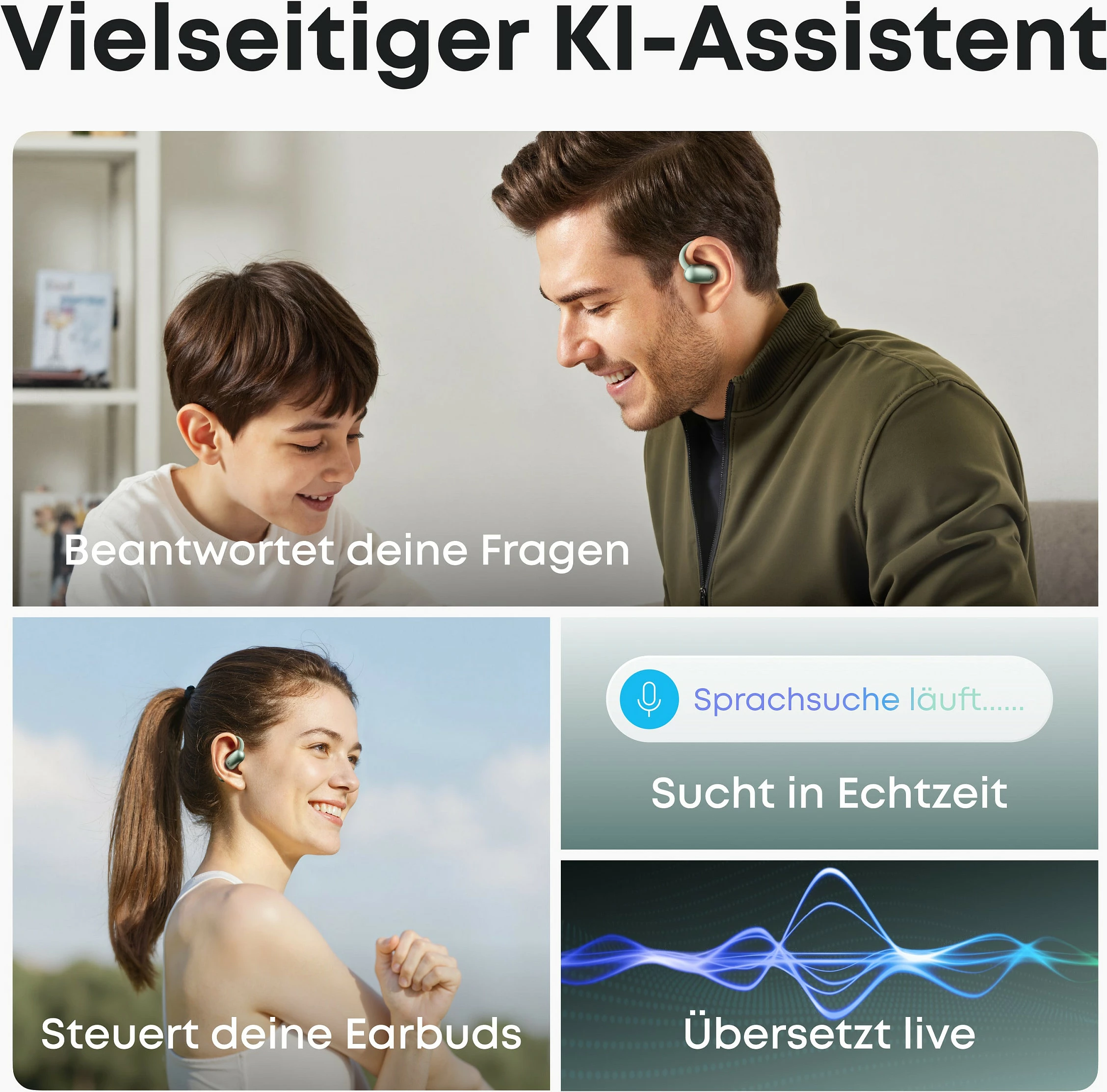 Kufje Anker Soundcore AeroFit 2 AI, Bluetooth 5.4, Open-Ear, 42h, IP55, jeshile