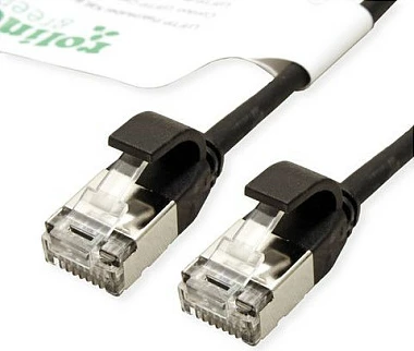 Kabllo rrjeti Ethernet ROLINE GREEN 21.44.3350-100, Cat6a, 0.15 m, RJ-45 në RJ-45, U/FTP (STP), 10GbE, e zezë